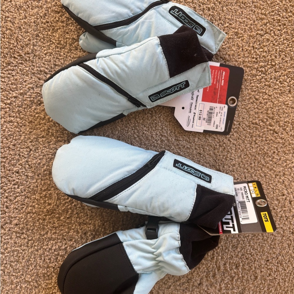 Kids Scott Sky Blue and Black Winter Mittens